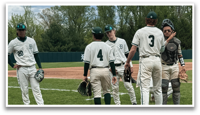 A group of baseball players on the field. Description generated by AI