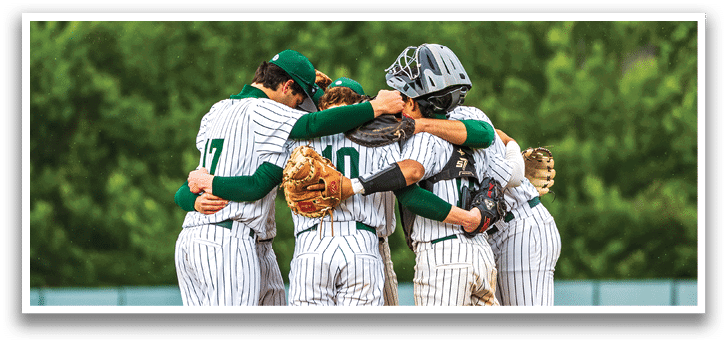 A group of baseball players hugging each other. Description generated by AI
