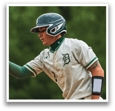 Two baseball players shake hands. Description generated by AI