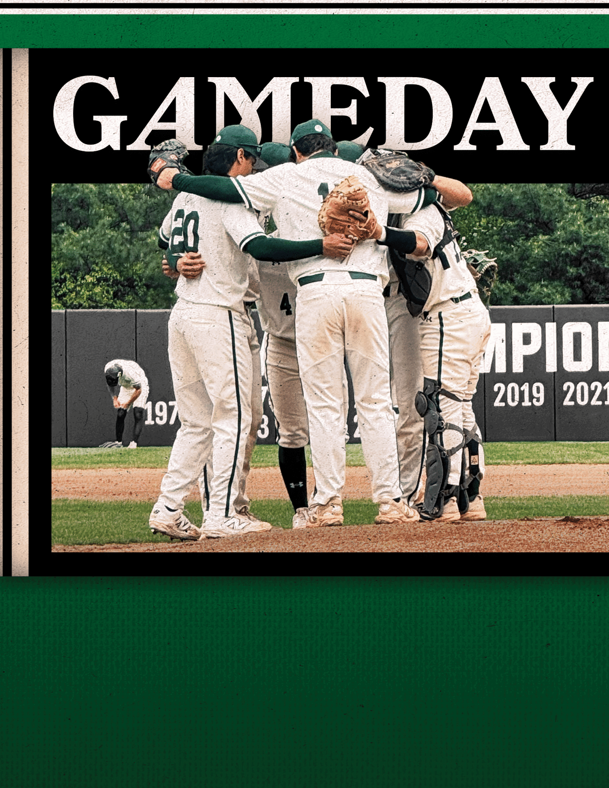A group of baseball players hugging each other. Description generated by AI