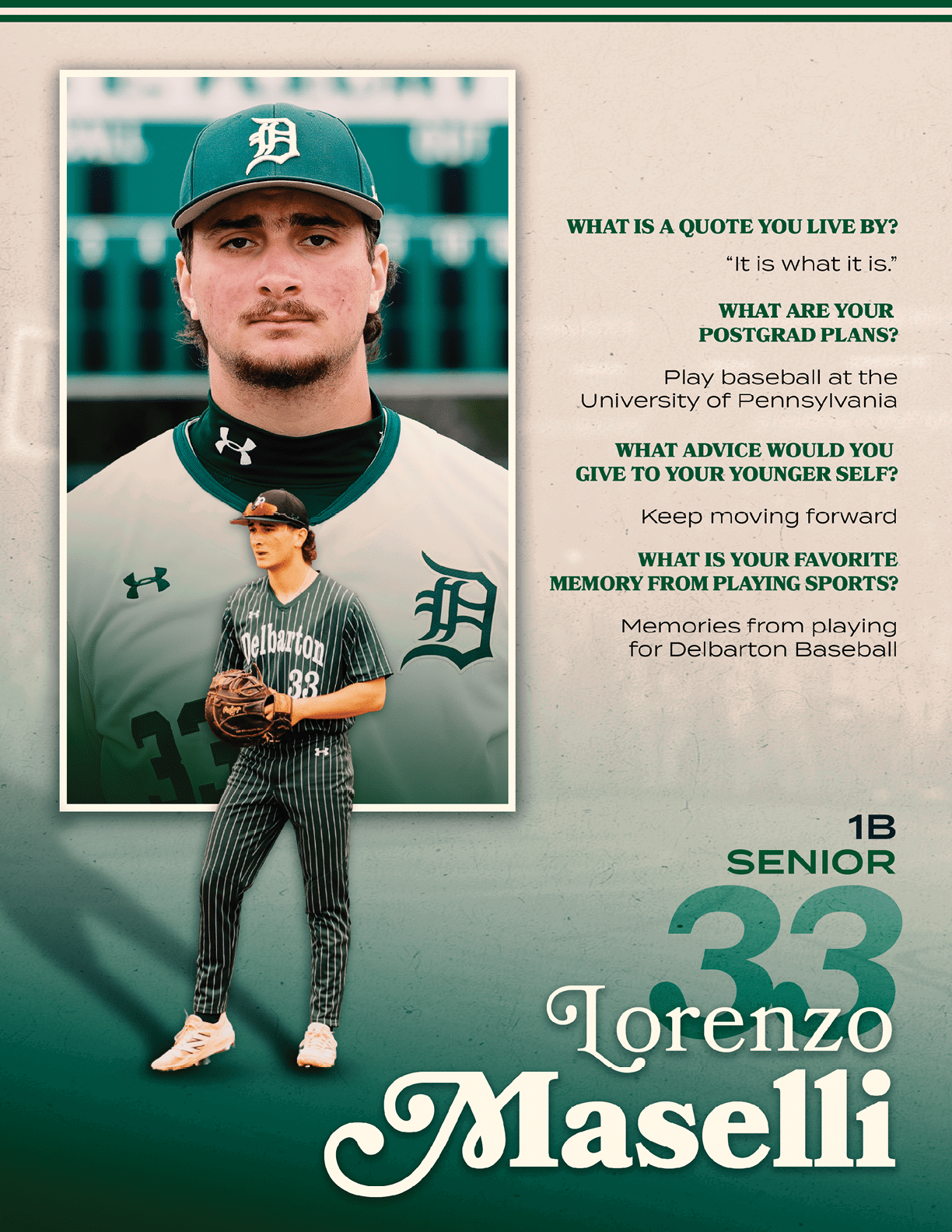 A baseball player named Lorenzo Masselli. Description generated by AI