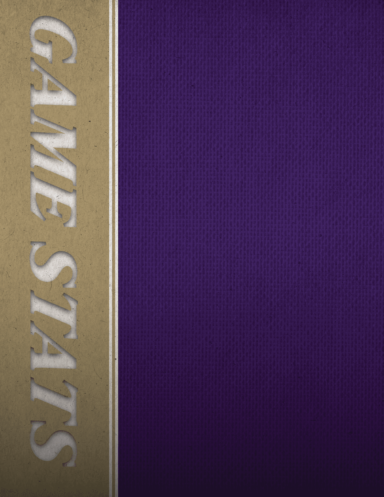 A purple and gold striped fabric with the word game stats written on it. AI generated content