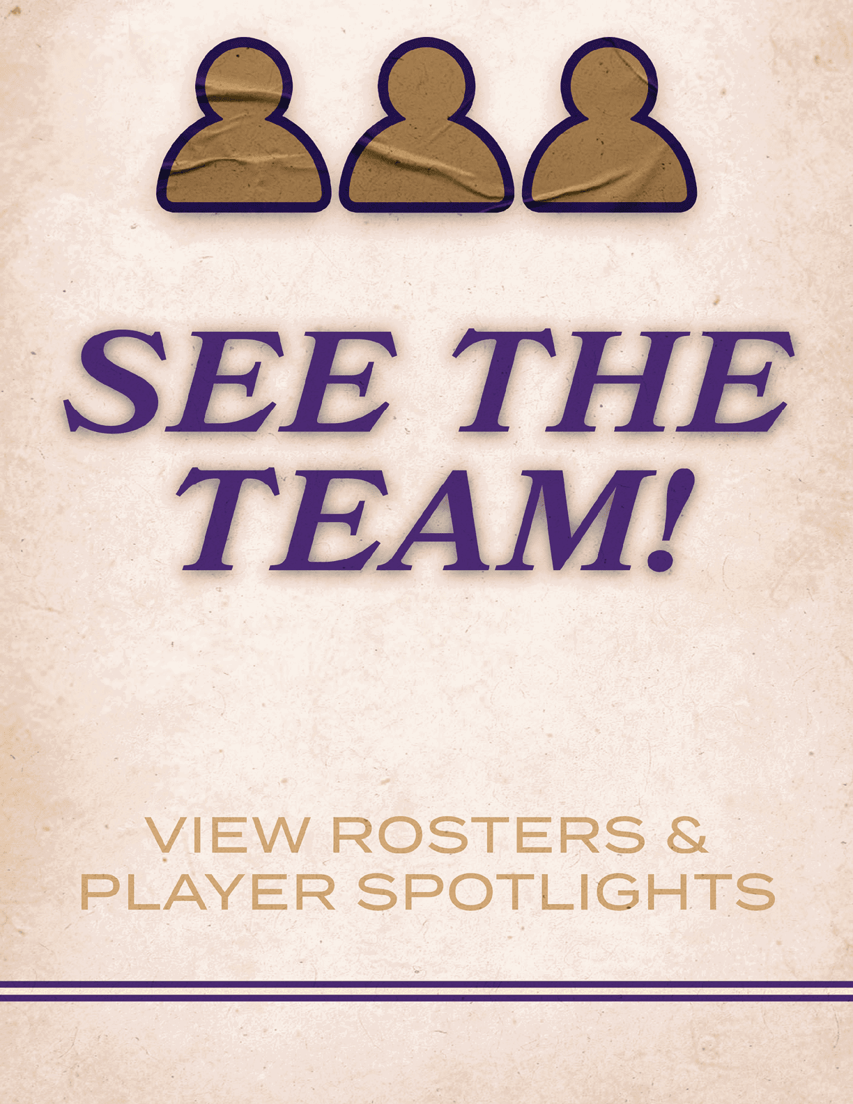 A sign that says “See the Team!" with a picture of five people. AI generated content