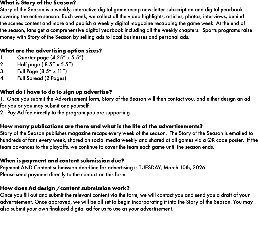 What is Story of the Season? Story of the Season is a weekly, interactive digital game recap newsletter subscription ...
