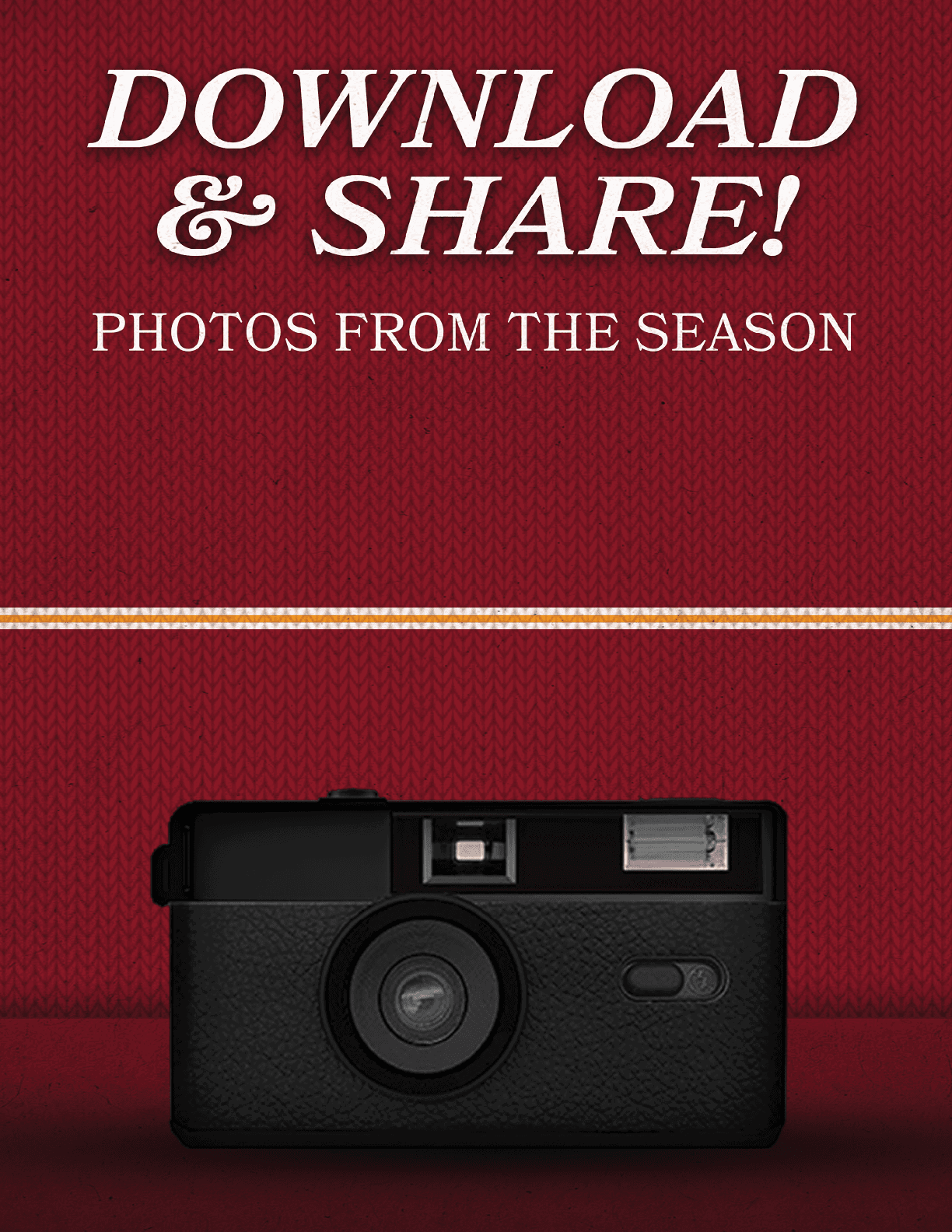 A black camera is displayed on a red background. AI generated content