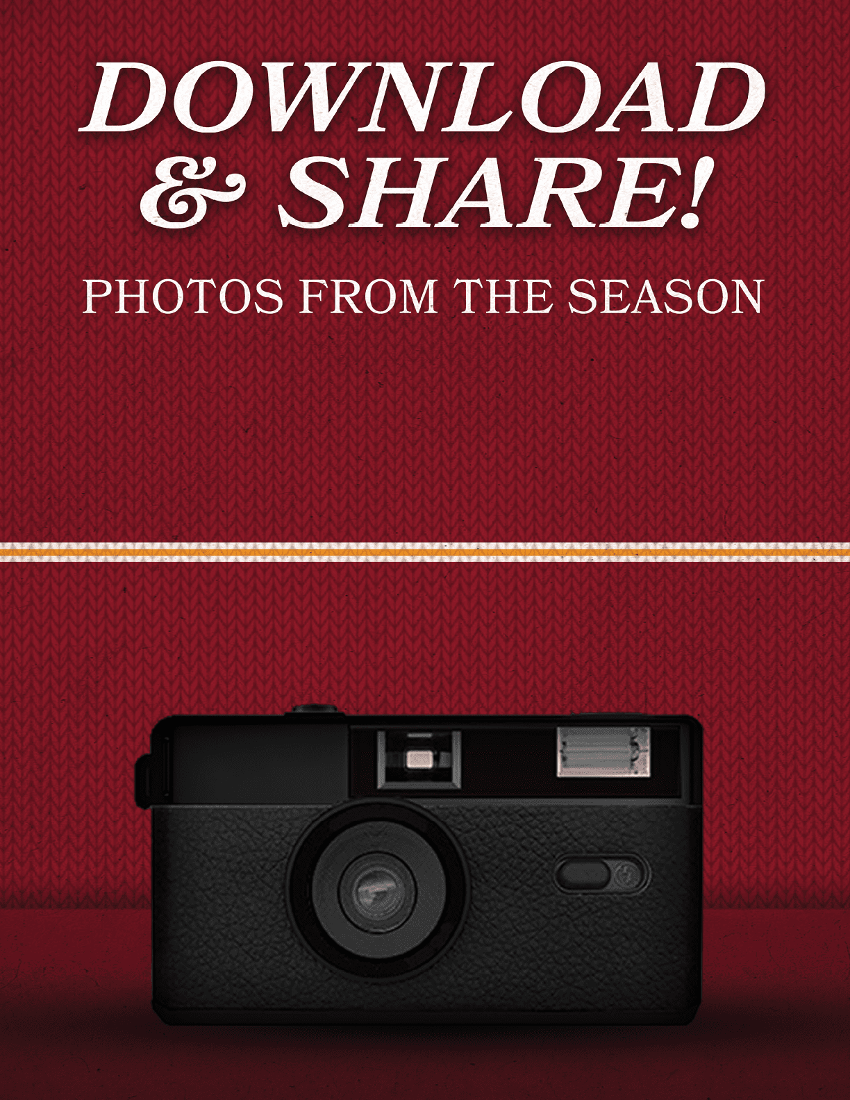 A black camera is displayed on a red background. AI generated content