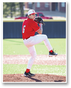 A baseball player in a red and white uniform is on the mound, getting ready to throw the ball. AI generated content