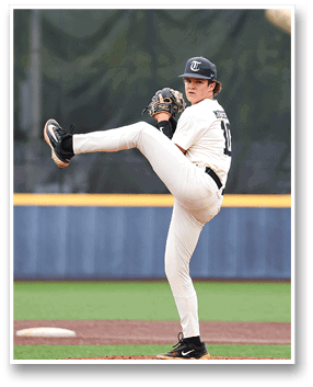 A baseball player in a white uniform is pitching a ball. AI generated content