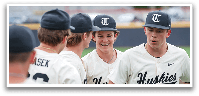 A group of baseball players wearing white uniforms and black hats are standing on a field. AI generated content