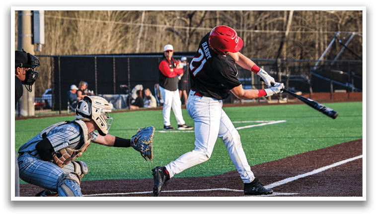 A baseball player in a black shirt and red helmet is swinging a bat on a field. AI generated content
