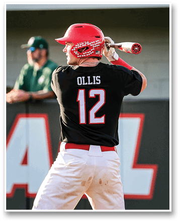 A baseball player in a black shirt and red helmet is swinging a bat. AI generated content