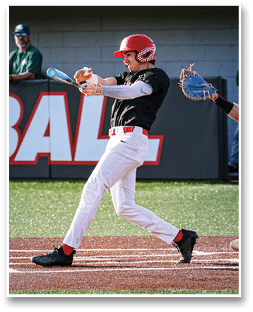 A baseball player is swinging a bat, attempting to hit a ball. AI generated content