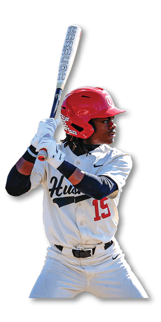 A baseball player in a white uniform holding a bat, ready to swing. AI generated content