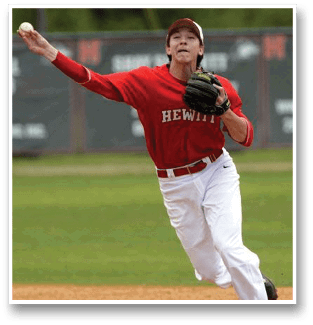 A baseball player in a red shirt and white pants is throwing a ball. AI generated content