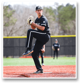A baseball player in a black shirt and white hat is pitching a ball. AI generated content