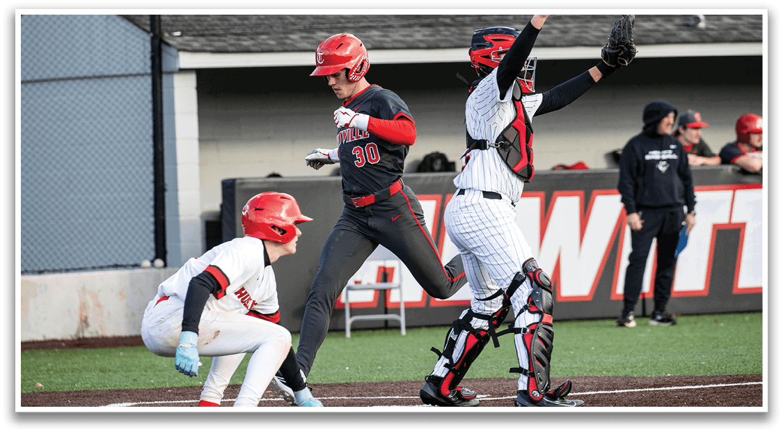 A baseball player slides into home plate while another player tries to catch the ball. AI generated content