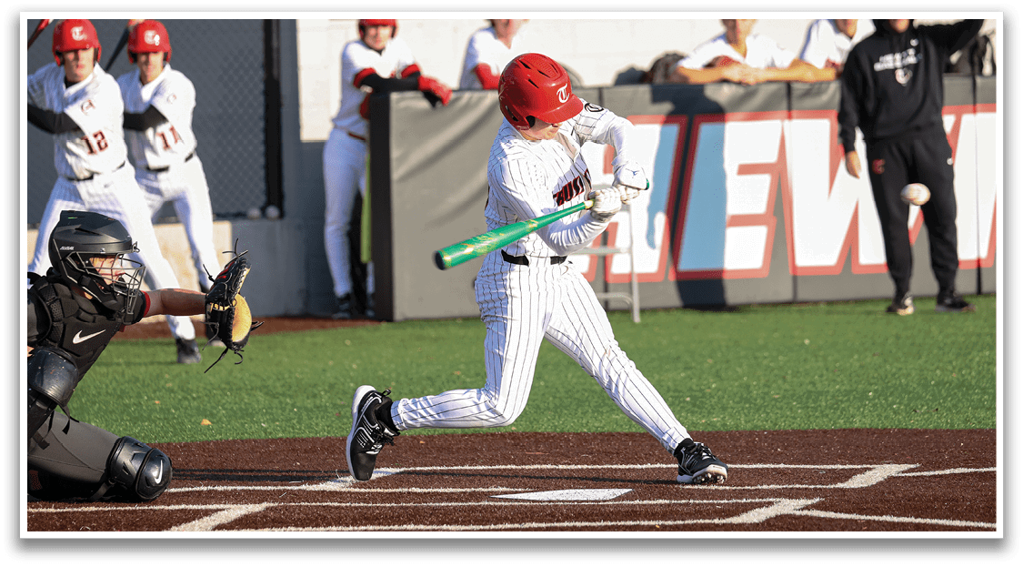 A baseball player is swinging a bat at a ball, while a catcher and other players watch. AI generated content