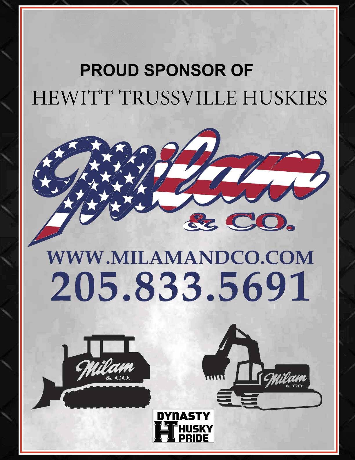 A sponsorship advertisement for the Hewitt-Trussville Huskies football team. AI generated content