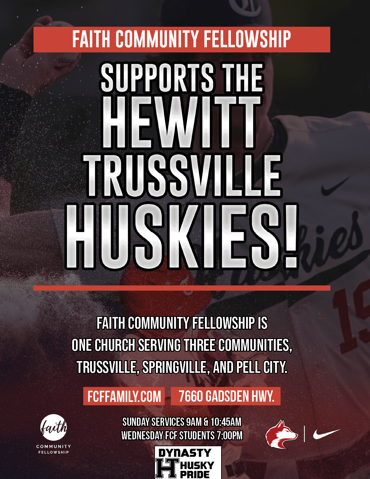 A flyer advertises a baseball game in Trussville, Alabama. AI generated content