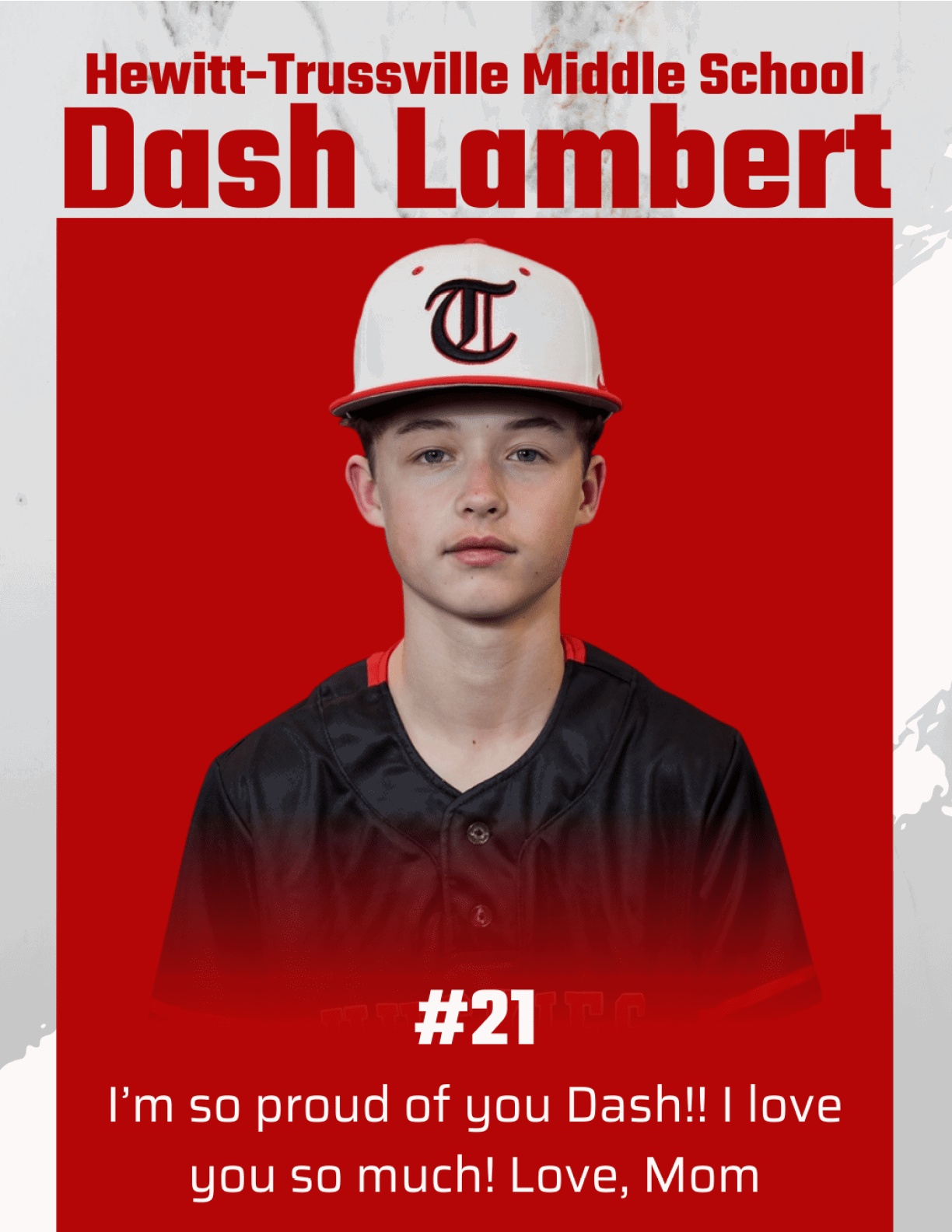 A boy wearing a baseball uniform with the number 21 on the back. AI generated content