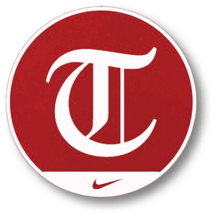 A red circle with a white T in it. AI generated content