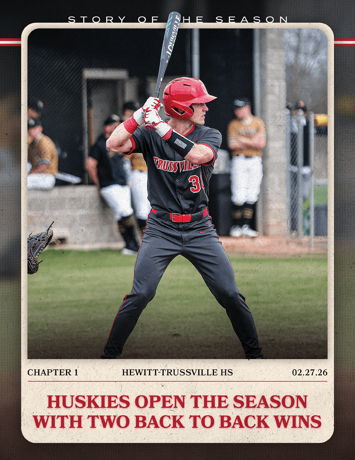 A baseball player in a black and red uniform is holding a bat, ready to swing. AI generated content