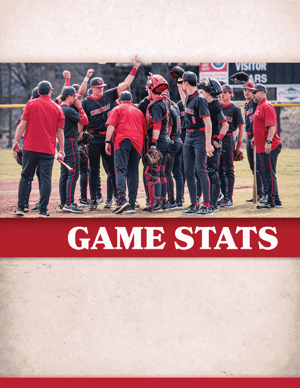 A group of baseball players wearing red and black uniforms are gathered on the field. AI generated content