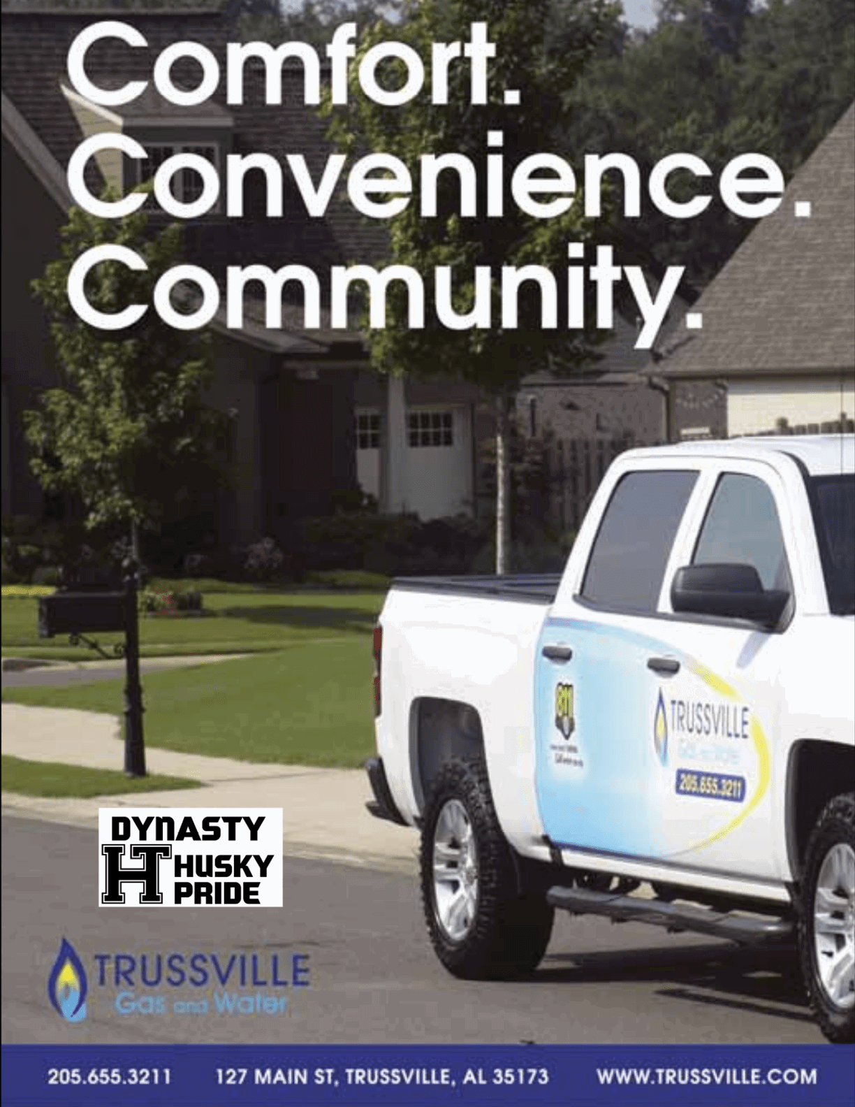 A blue and white truck is parked in front of a house. AI generated content