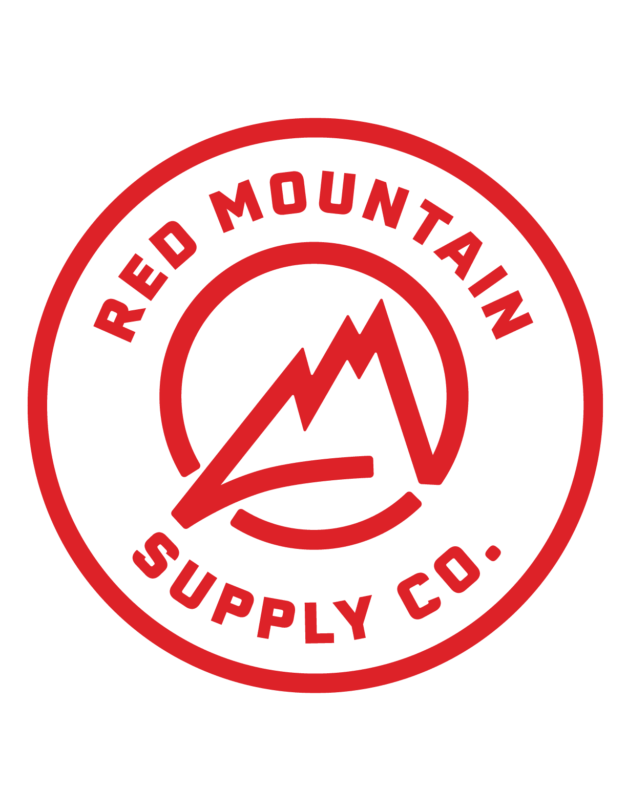 A red mountain supply logo with a mountain on it. AI generated content