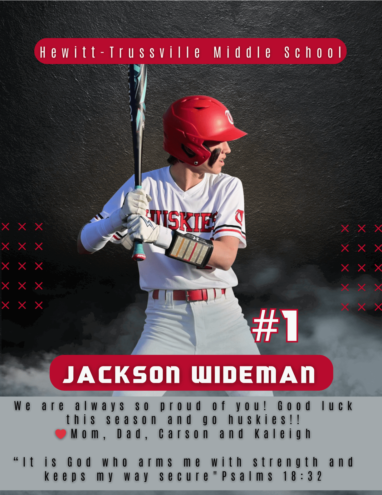 A baseball player wearing a red helmet and white uniform is holding a bat. AI generated content