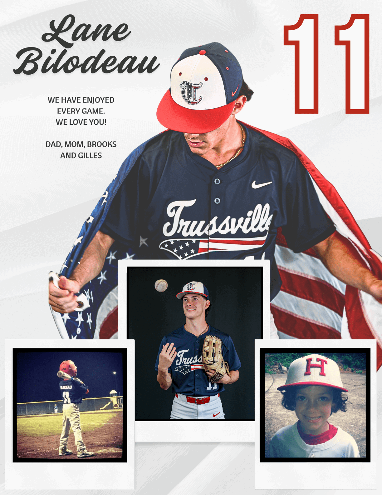 A baseball player wearing a blue and red jersey is shown on a poster. AI generated content