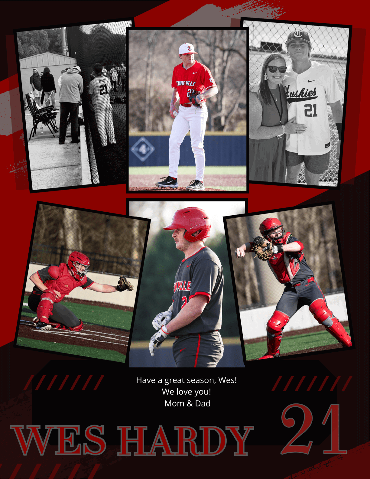 A baseball player in a red helmet is shown in a collage of photos. AI generated content