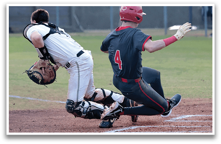 A baseball player slides into home plate while the catcher tries to tag him out. AI generated content
