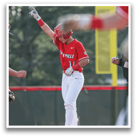 A baseball player celebrates his run with a high five from his teammates. AI generated content