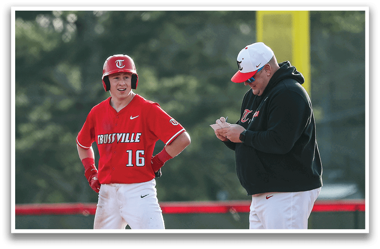 Two men on a baseball field, one wearing a red jersey and the other wearing a black jacket. AI generated content