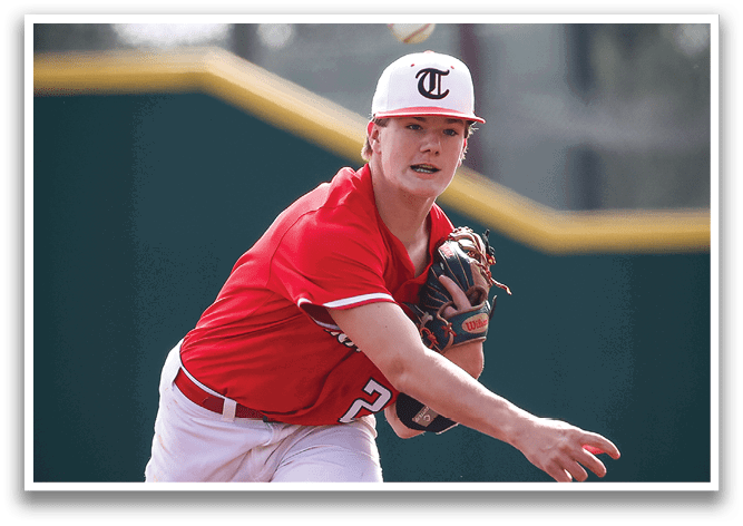 A baseball player in a red shirt and white pants is throwing a ball. AI generated content