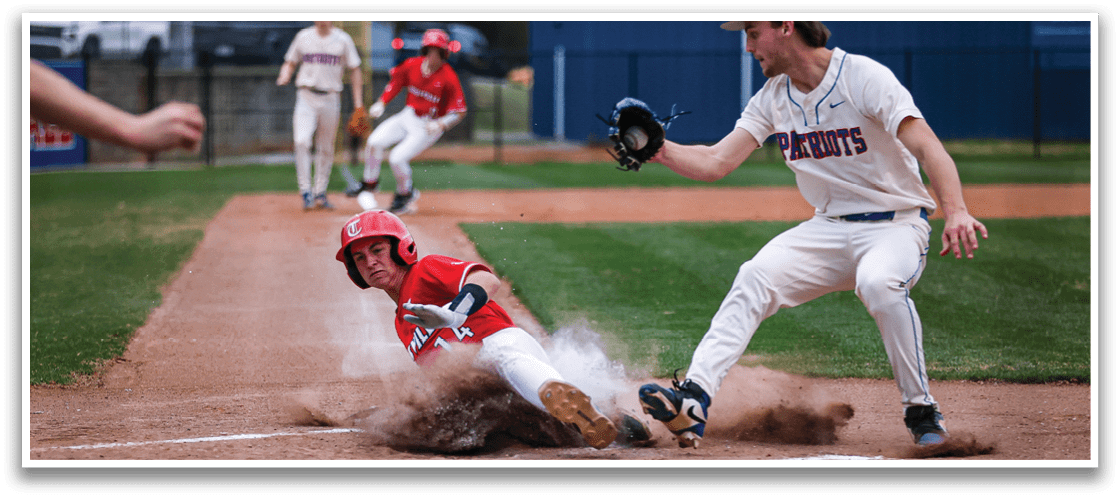 A baseball player slides into home plate, while another player tries to tag him out. AI generated content