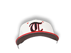 A man wearing a white and red baseball cap. AI generated content