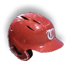 A baseball player wearing a red helmet. AI generated content