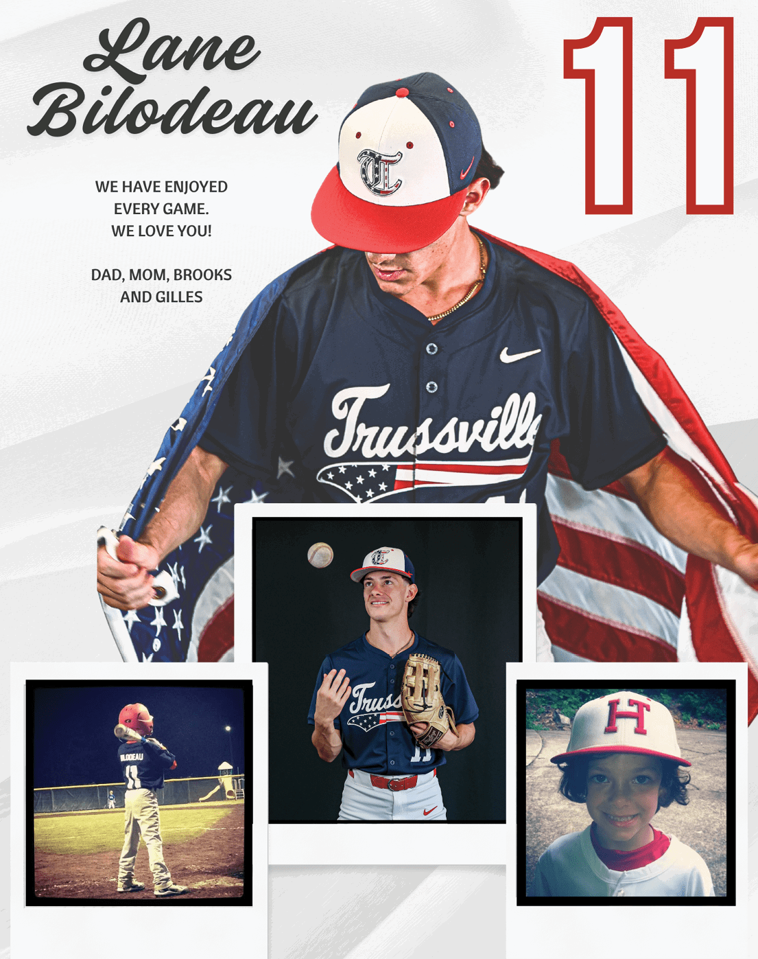 A baseball player wearing a blue and red jersey is shown on a poster. AI generated content