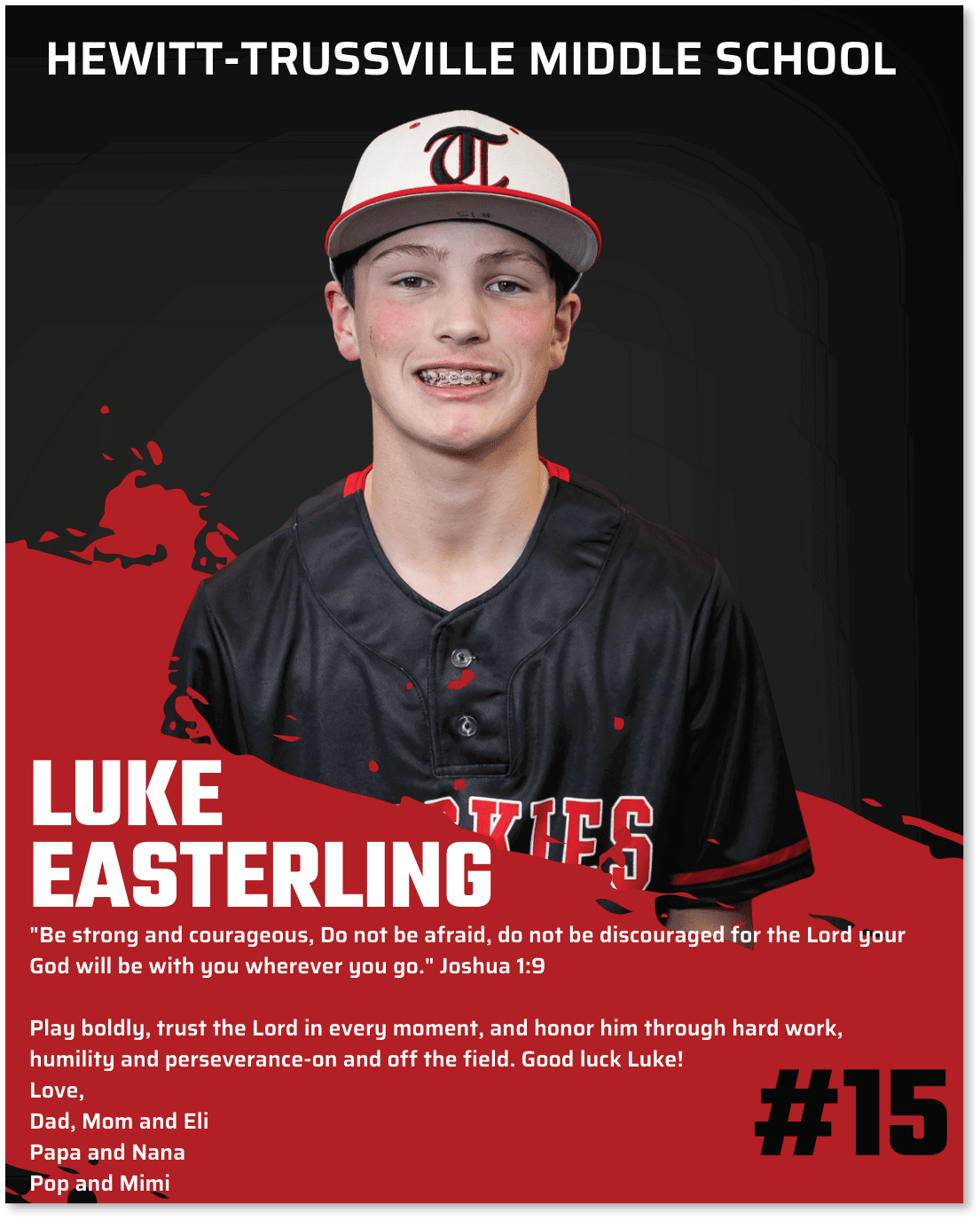 A young man wearing a baseball uniform is smiling for the camera. AI generated content