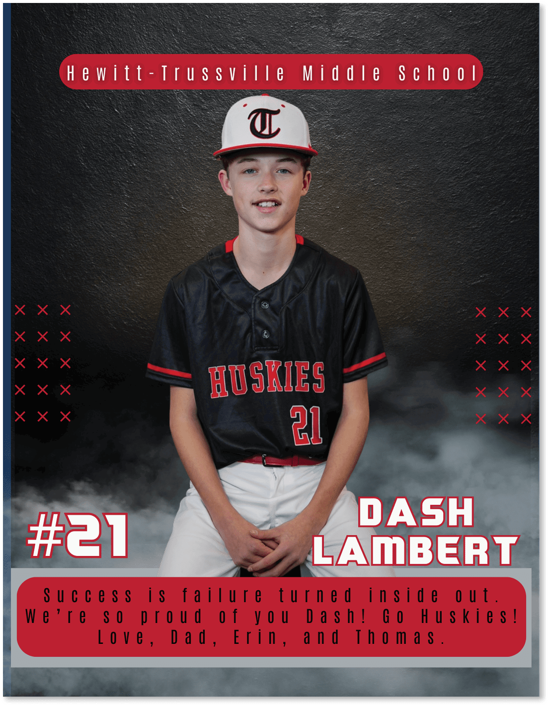 A young man wearing a baseball uniform with the number 21 on the back. AI generated content