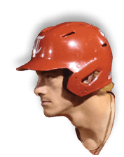 A baseball player wearing a red helmet and red shirt. AI generated content