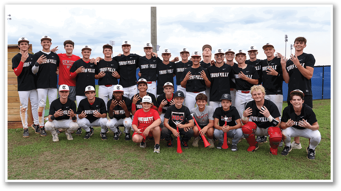 A baseball team poses for a photo on the field. AI generated content