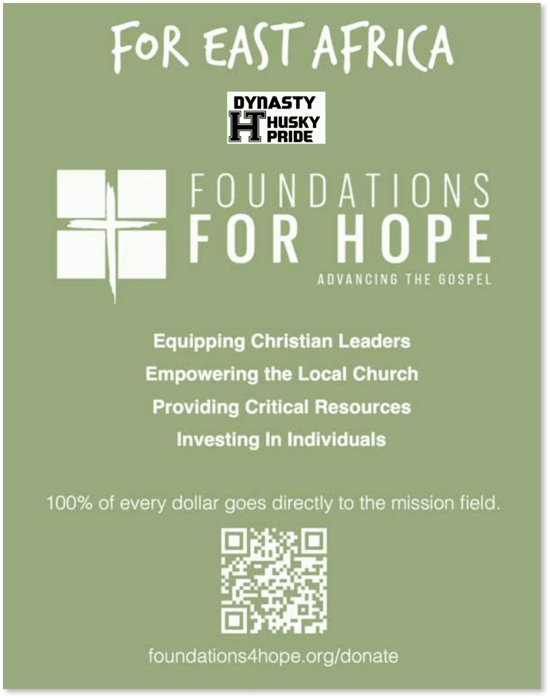 A green poster advertising a charity event for East Africa. AI generated content