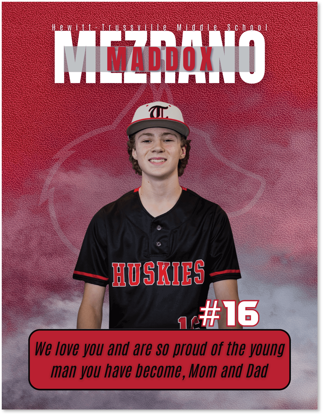 A young man wearing a baseball uniform with the number 16 on the back. AI generated content