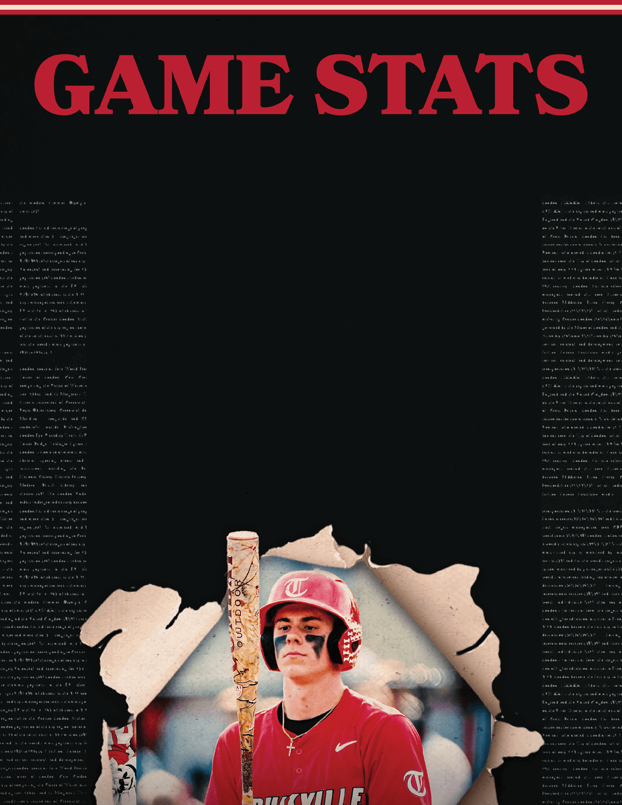 A baseball player wearing a red and white uniform is shown on a poster. AI generated content