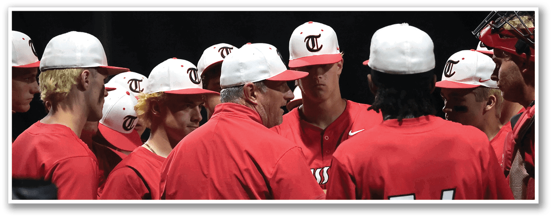 A group of baseball players wearing red and white uniforms are huddled together, discussing their game strategy. AI generated content