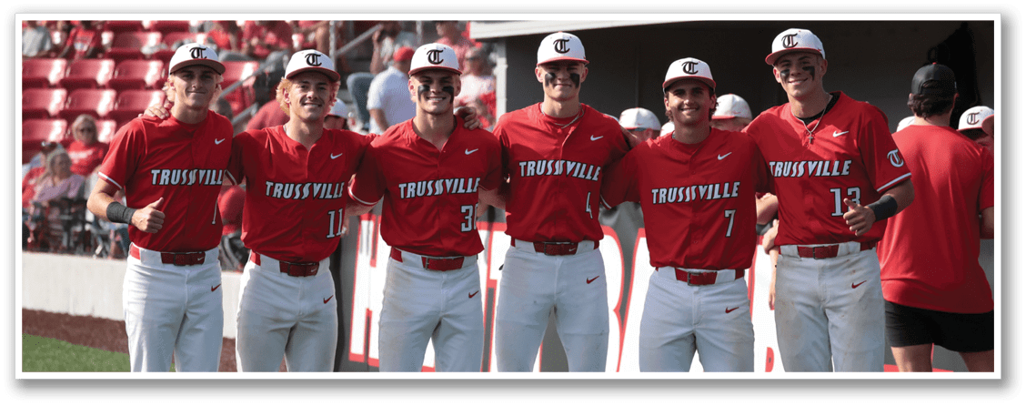 A group of young men wearing red and white uniforms pose for a picture. AI generated content