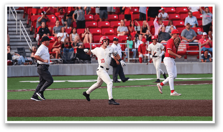 A baseball game is taking place with a group of people playing. A man is running towards a base while others are watching. AI generated content